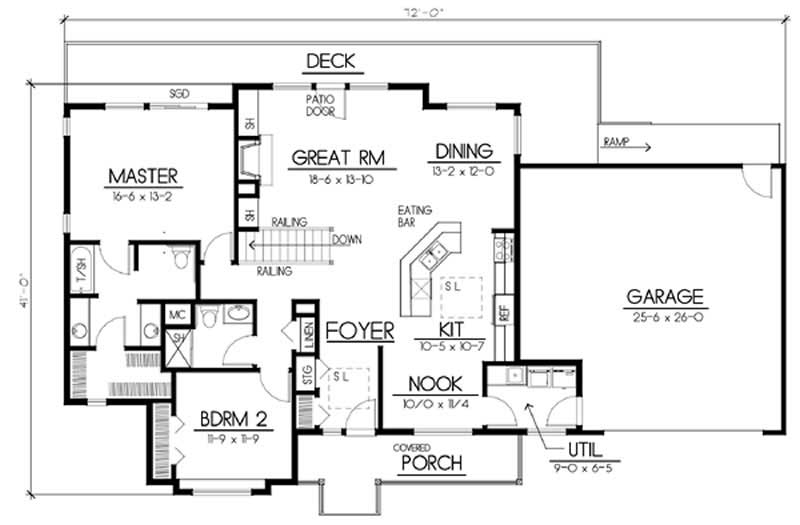 Floor Plan First Story of Country Plan #119-1015
