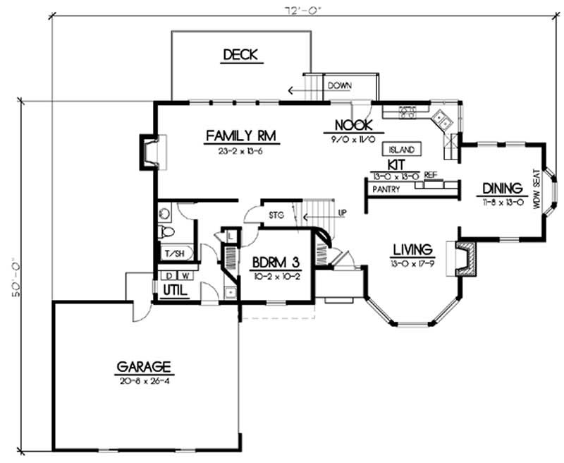 Floor Plan First Story of European Plan #119-1017