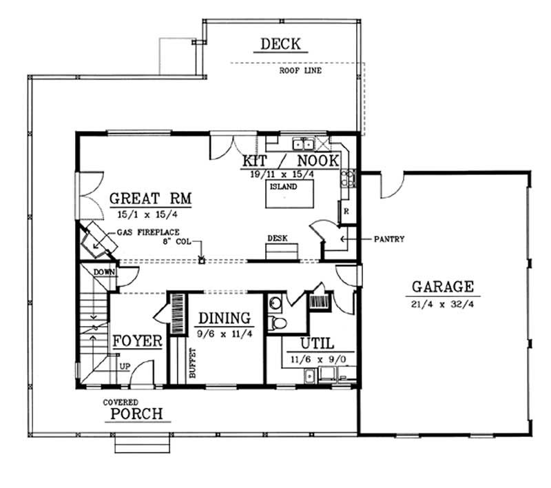 Floor Plan First Story of Country Plan #119-1019