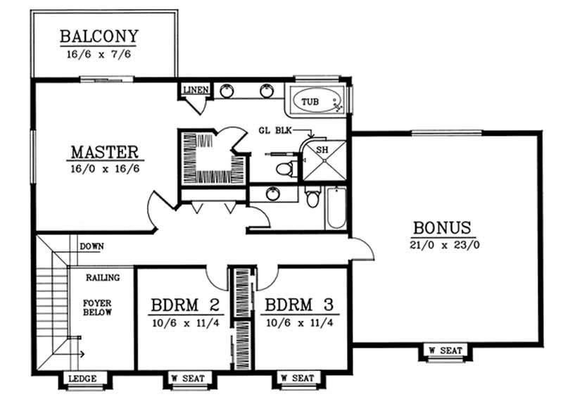 Floor Plan Second Story of Country Plan #119-1019