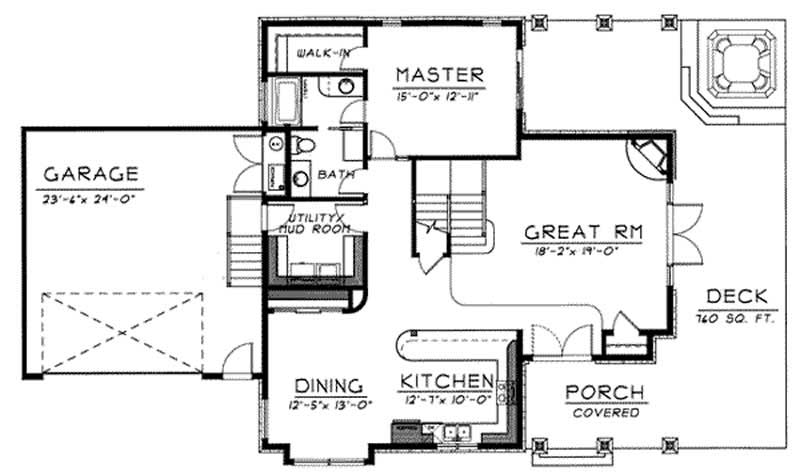 Floor Plan First Story of French Plan #119-1020