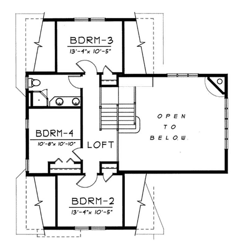 Floor Plan Second Story of French Plan #119-1020