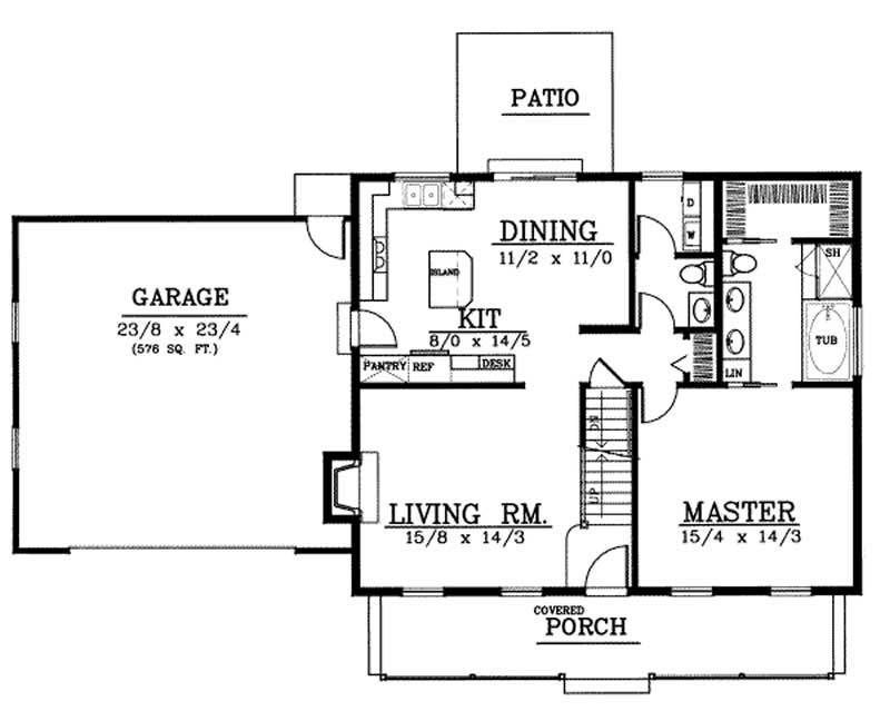 Floor Plan First Story of Country Plan #119-1023