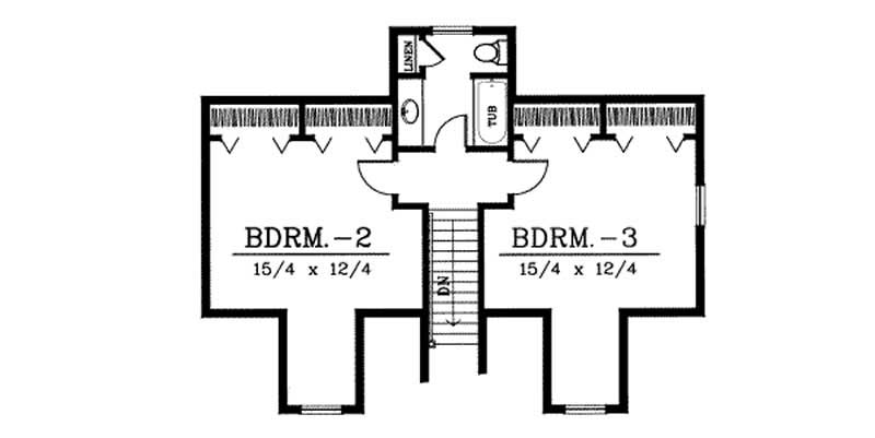 Floor Plan Second Story of Country Plan #119-1023