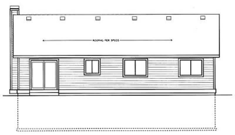 Home Plan Rear Elevation of this 3-Bedroom,1314 Sq Ft Plan -119-1027