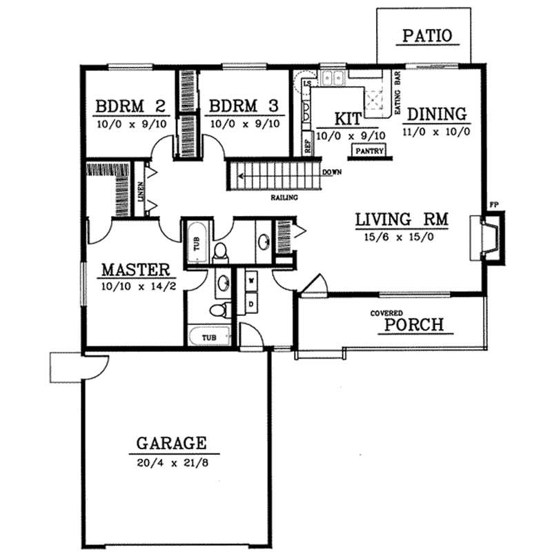 Floor Plan First Story of Country Plan #119-1027
