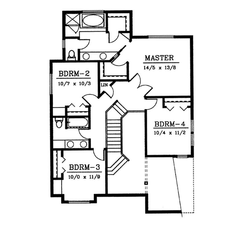 Floor Plan Second Story of Contemporary Plan #119-1028