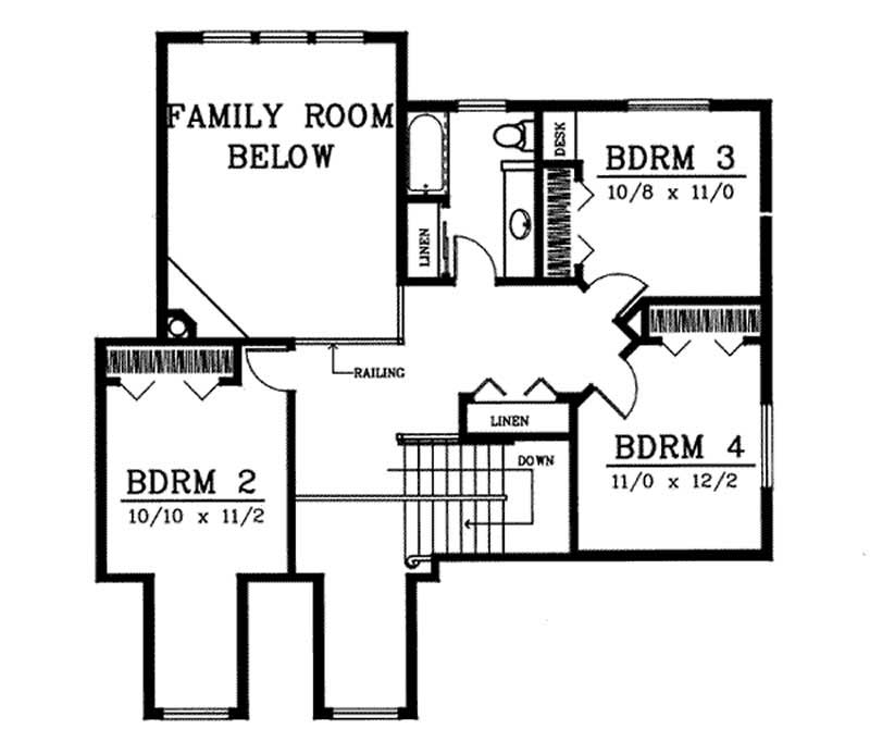 Floor Plan Second Story of Contemporary Plan #119-1031