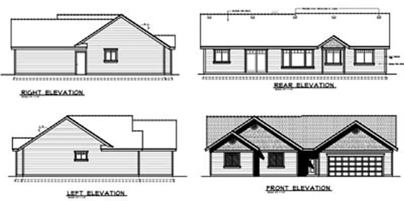 Home Plan Rear Elevation of this 3-Bedroom,1437 Sq Ft Plan -119-1032
