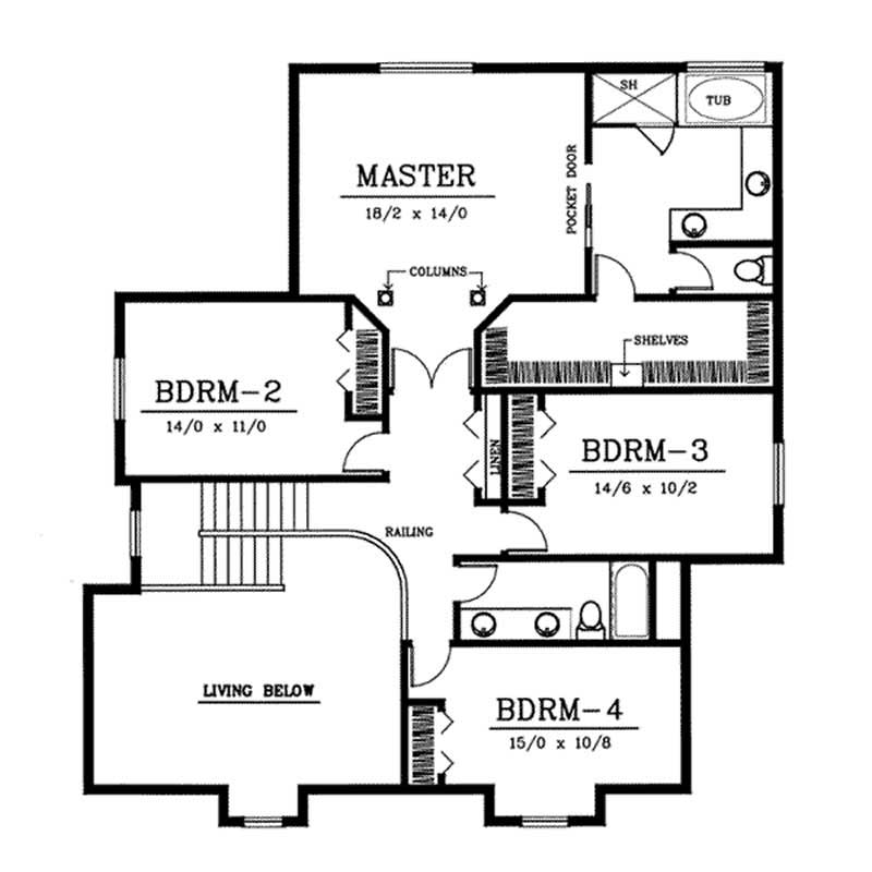 Floor Plan Second Story of Traditional Plan #119-1034