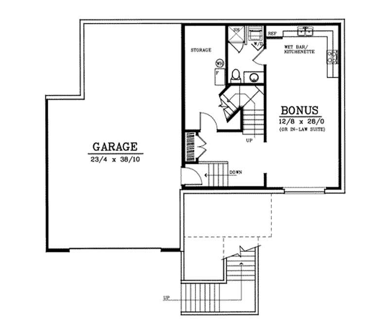 Floor Plan Basement of Coastal Plan #119-1035