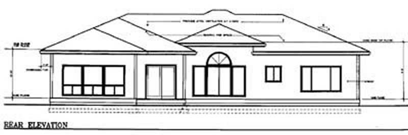 Home Plan Rear Elevation of this 4-Bedroom,2710 Sq Ft Plan -119-1036