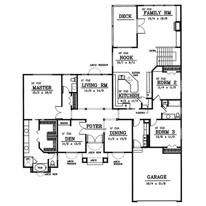 Floor Plan First Story of Mediterranean Plan #119-1036