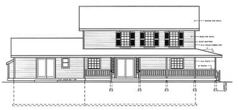 Home Plan Rear Elevation of this 5-Bedroom,2561 Sq Ft Plan -119-1037