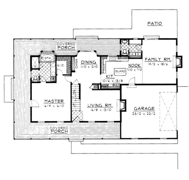 Floor Plan First Story of Country Plan #119-1037