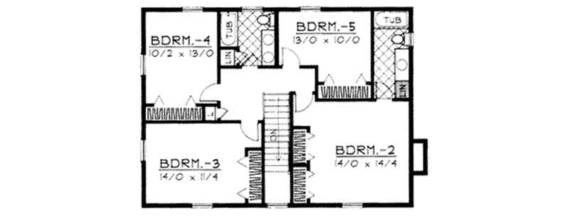 Floor Plan Second Story of Country Plan #119-1037