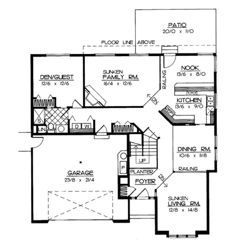 Floor Plan First Story of Contemporary Plan #119-1040