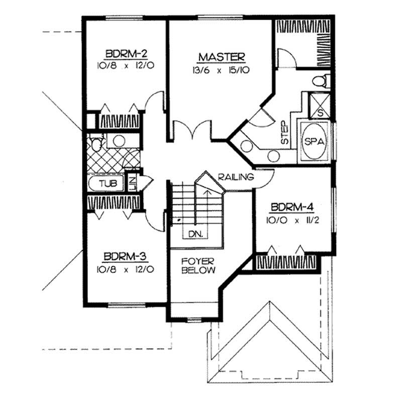 Floor Plan Second Story of Contemporary Plan #119-1040