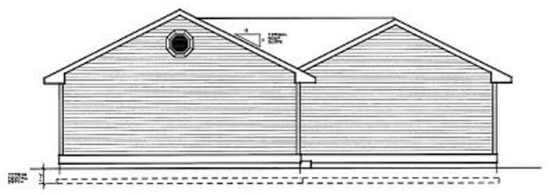 Home Plan Rear Elevation of this 3-Bedroom,1018 Sq Ft Plan -119-1042