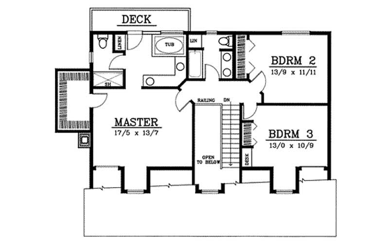 Floor Plan Second Story of Country Plan #119-1044