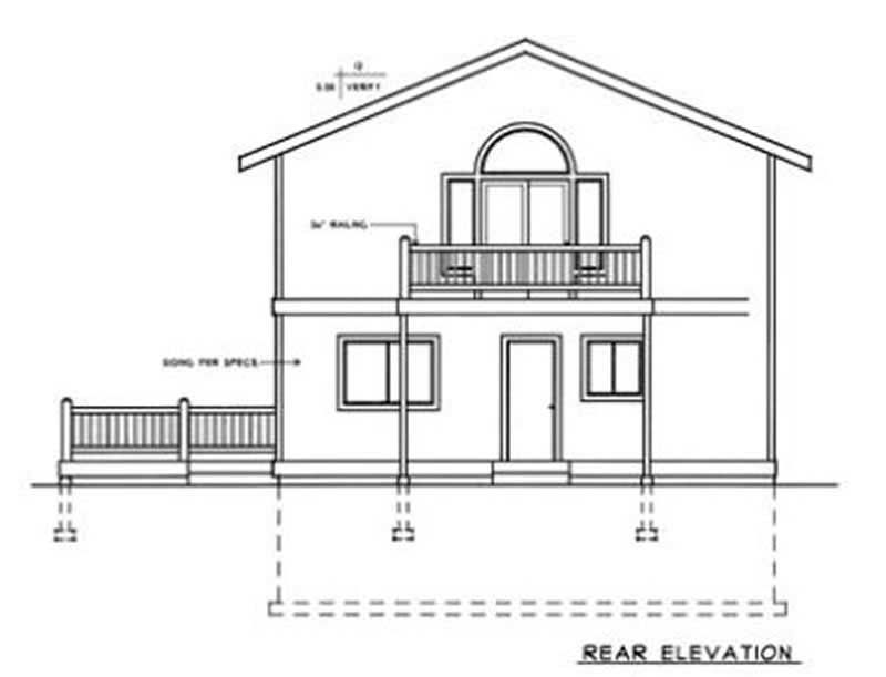 Home Plan Rear Elevation of this 2-Bedroom,1770 Sq Ft Plan -119-1046