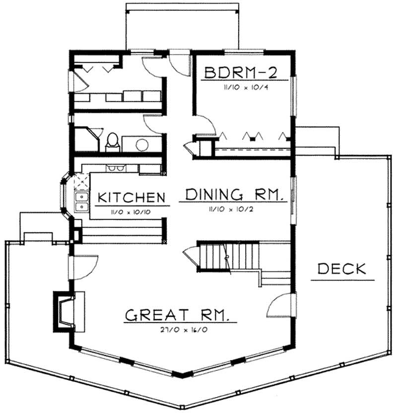 Floor Plan First Story of Vacation Homes Plan #119-1046