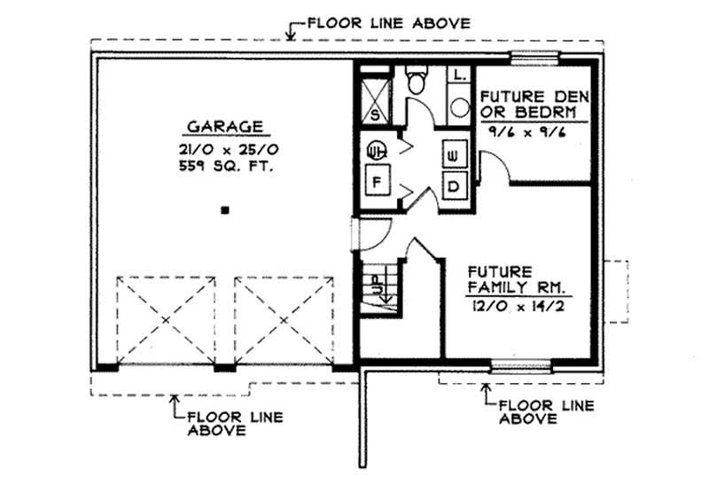 Floor Plan Basement of Multi-Level Plan #119-1048