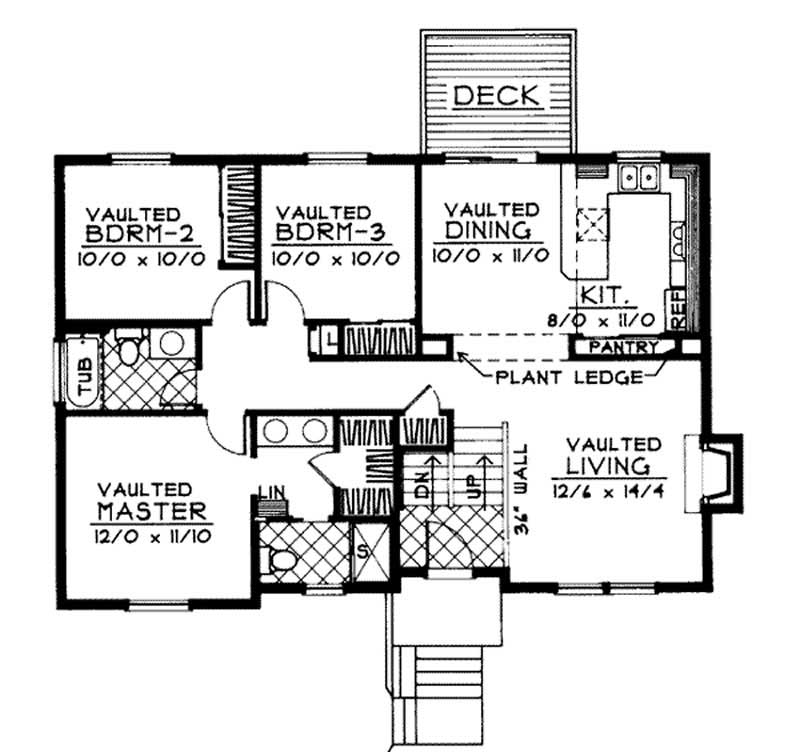 Floor Plan First Story of Multi-Level Plan #119-1048