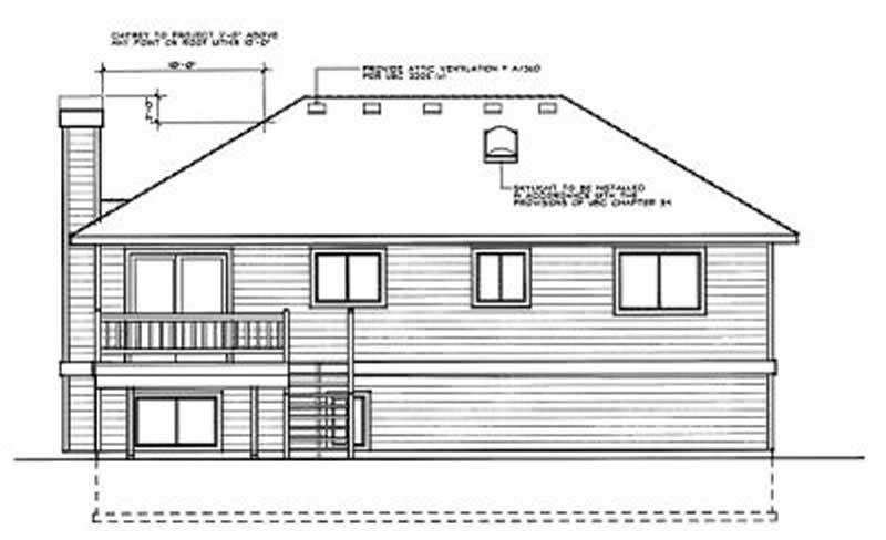 Home Plan Rear Elevation of this 4-Bedroom,1143 Sq Ft Plan -119-1049