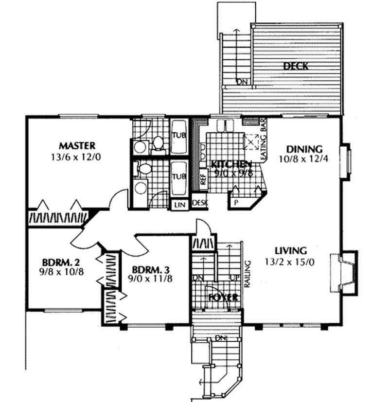 Floor Plan First Story of Multi-Level Plan #119-1050