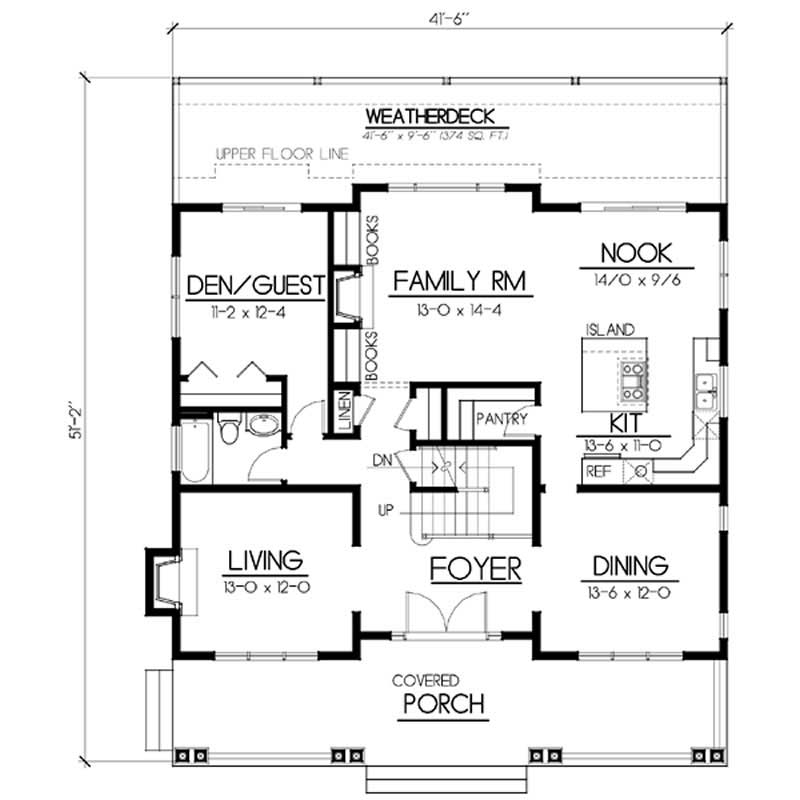 Floor Plan First Story of Country Plan #119-1051