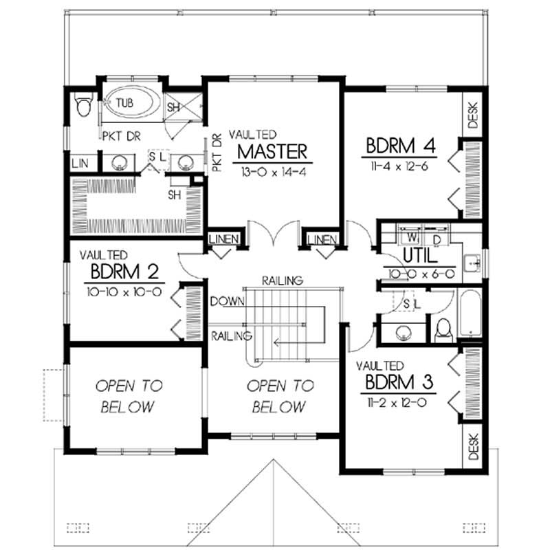 Floor Plan Second Story of Country Plan #119-1051