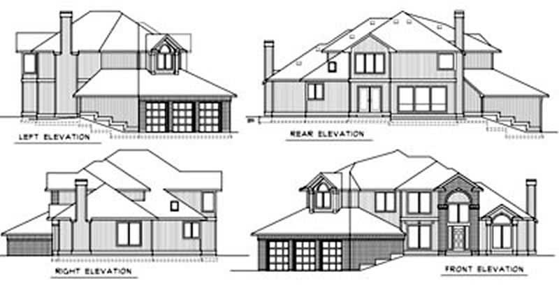 Home Plan Rear Elevation of this 4-Bedroom,2696 Sq Ft Plan -119-1053