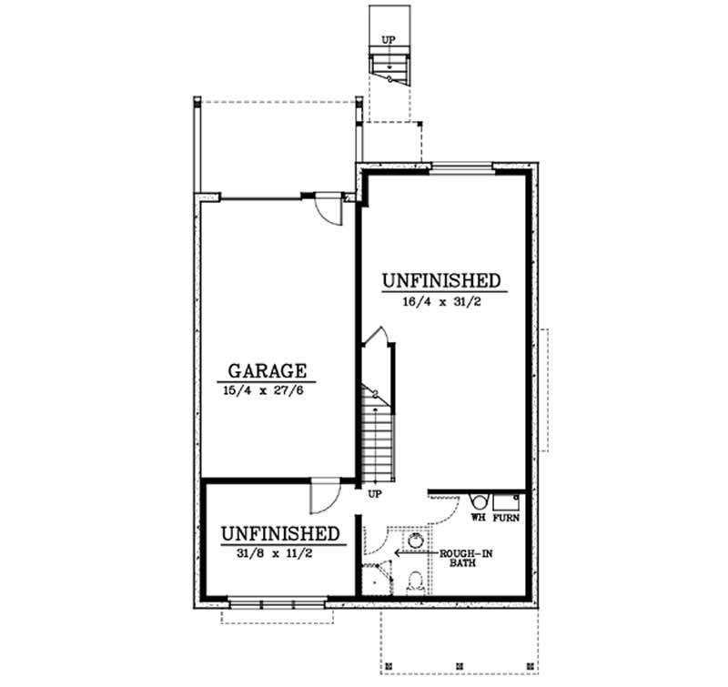 Floor Plan Basement of Ranch Plan #119-1054