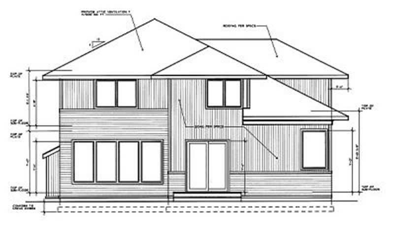 Home Plan Rear Elevation of this 3-Bedroom,2503 Sq Ft Plan -119-1056