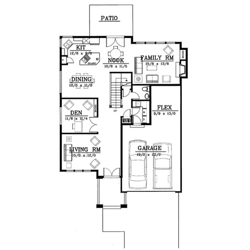 Floor Plan First Story of Ranch Plan #119-1056