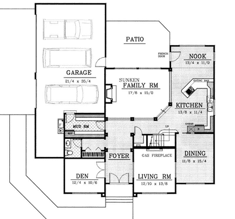 Floor Plan First Story of Country Plan #119-1057
