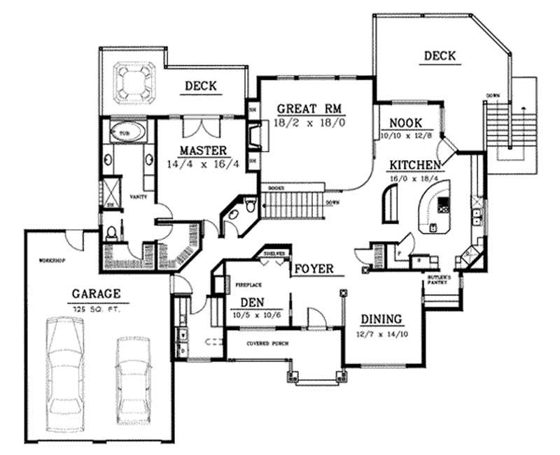 Floor Plan First Story of French Plan #119-1058