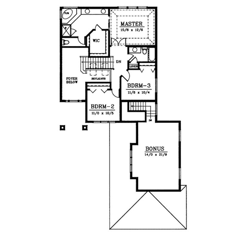 Floor Plan Second Story of Contemporary Plan #119-1059