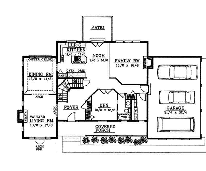 Floor Plan First Story of Country Plan #119-1061