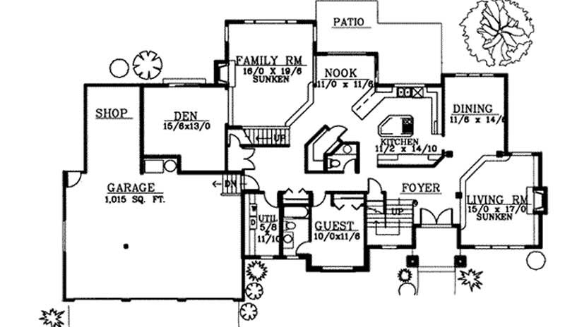 Floor Plan First Story of European Plan #119-1064