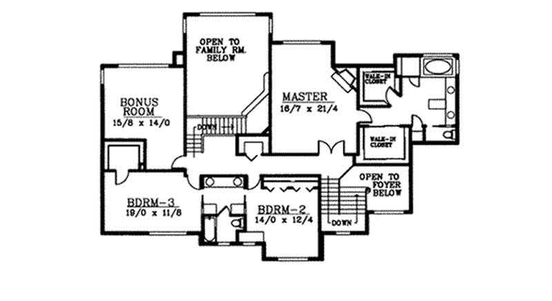 Floor Plan Second Story of European Plan #119-1064