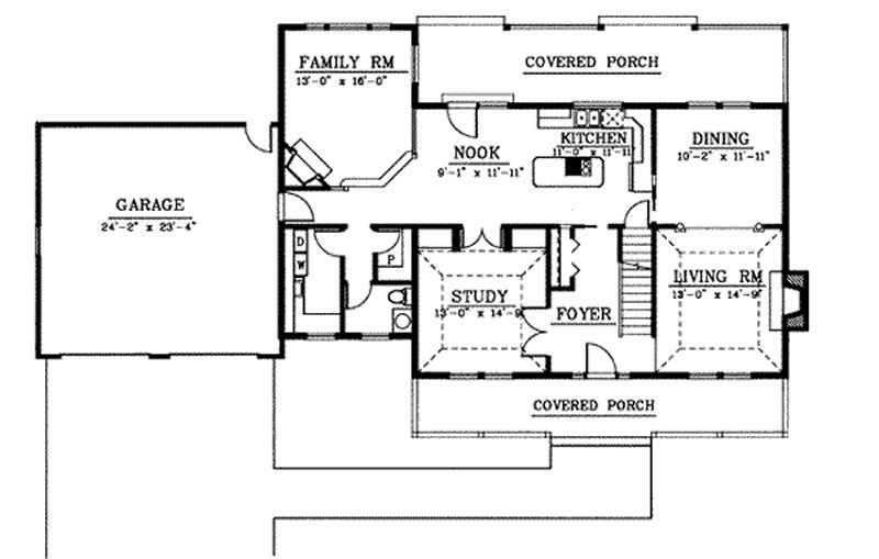 Floor Plan First Story of Country Plan #119-1066