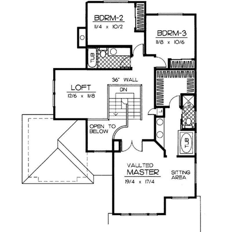 Floor Plan Second Story of Contemporary Plan #119-1067