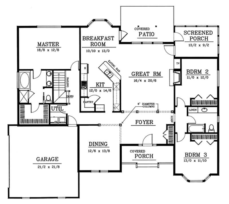 Floor Plan First Story of Contemporary Plan #119-1069