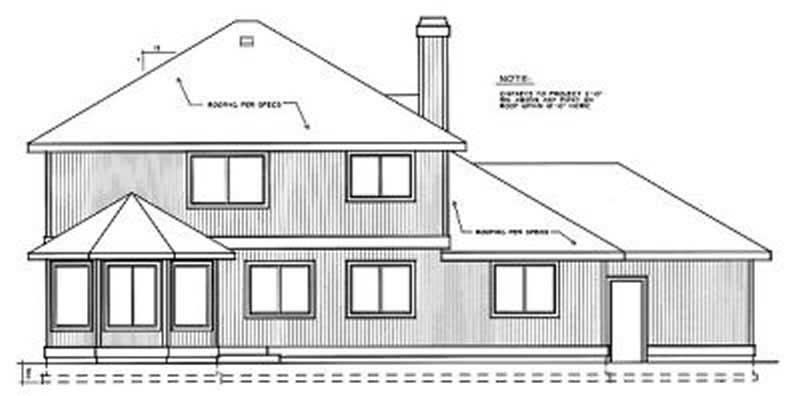 Home Plan Rear Elevation of this 5-Bedroom,2541 Sq Ft Plan -119-1070