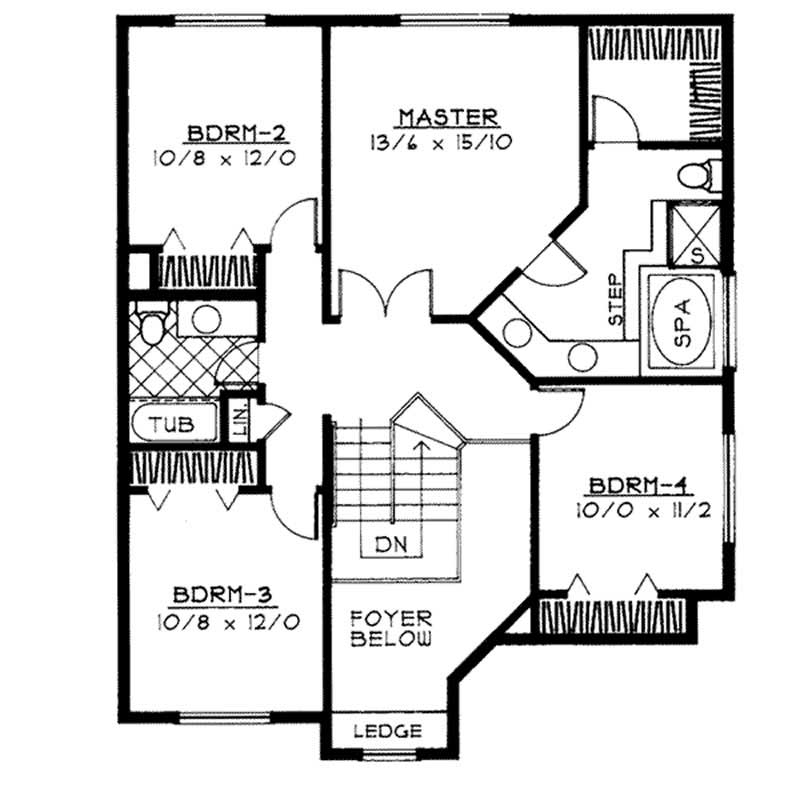 Floor Plan Second Story of Contemporary Plan #119-1070