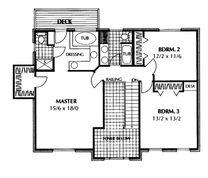 Floor Plan Second Story of Contemporary Plan #119-1072