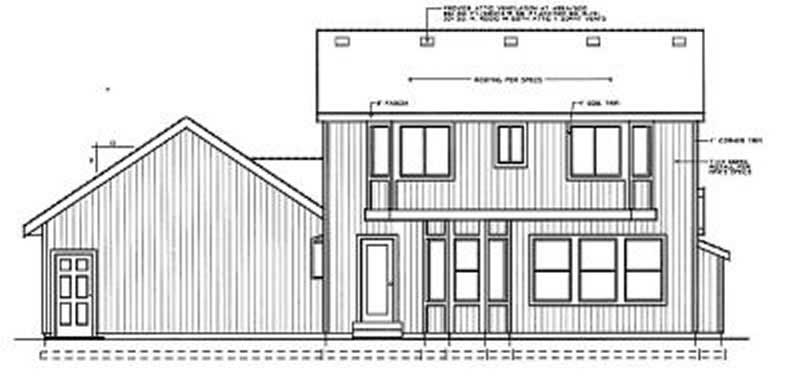 Home Plan Rear Elevation of this 3-Bedroom,1676 Sq Ft Plan -119-1074