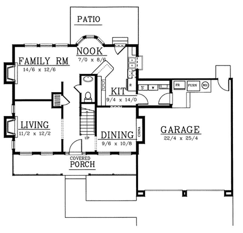 Floor Plan First Story of Country Plan #119-1074